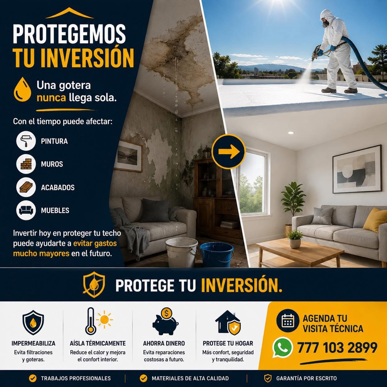 Comparativo de filtraciones y techo protegido